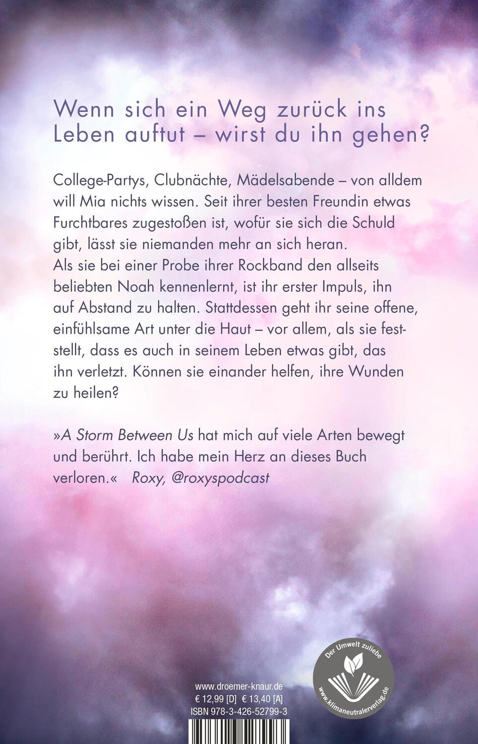 Rückseite: 9783426527993 | A Storm Between Us | Roman | Nina Bilinszki | Taschenbuch | 384 S.