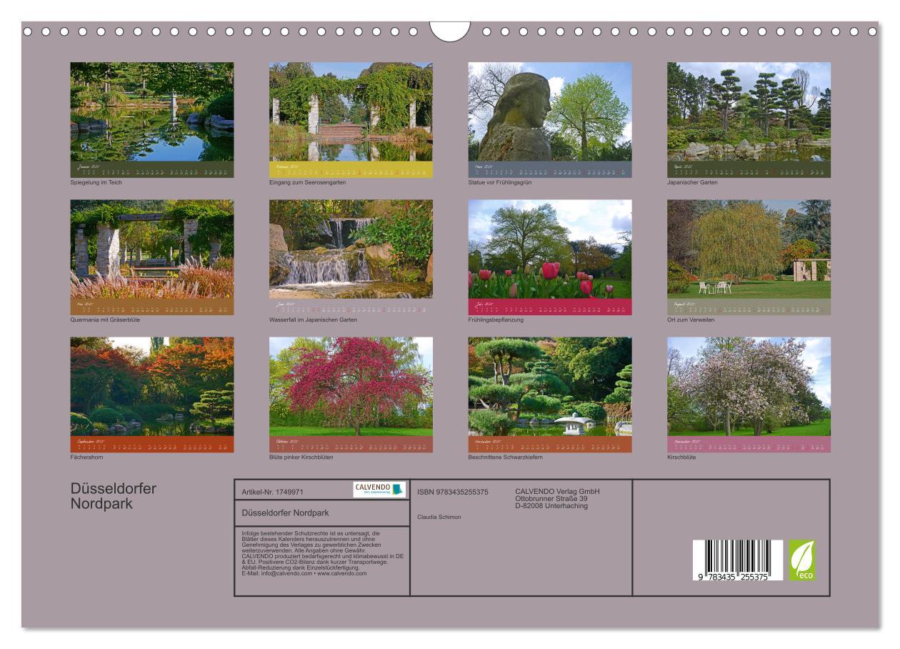 Bild: 9783435255375 | Düsseldorfer Nordpark (Wandkalender 2025 DIN A3 quer), CALVENDO...