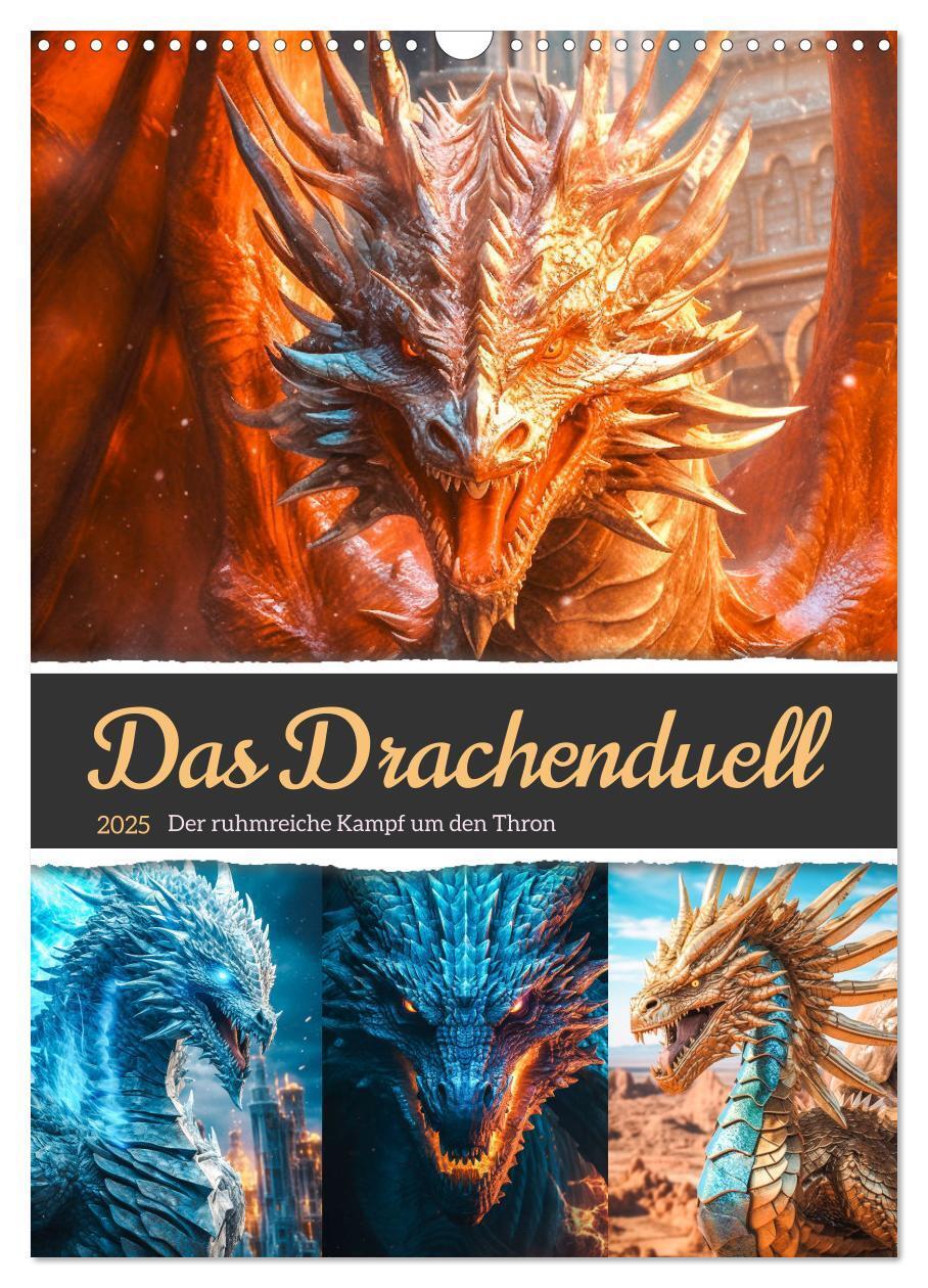 Cover: 9783435865833 | Das Drachenduell (Wandkalender 2025 DIN A3 hoch), CALVENDO...