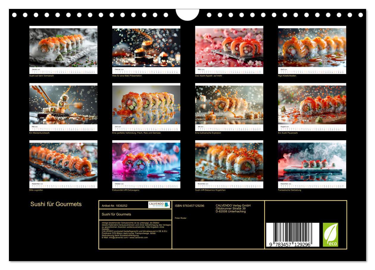 Bild: 9783457129296 | Sushi für Gourmets (Wandkalender 2025 DIN A4 quer), CALVENDO...