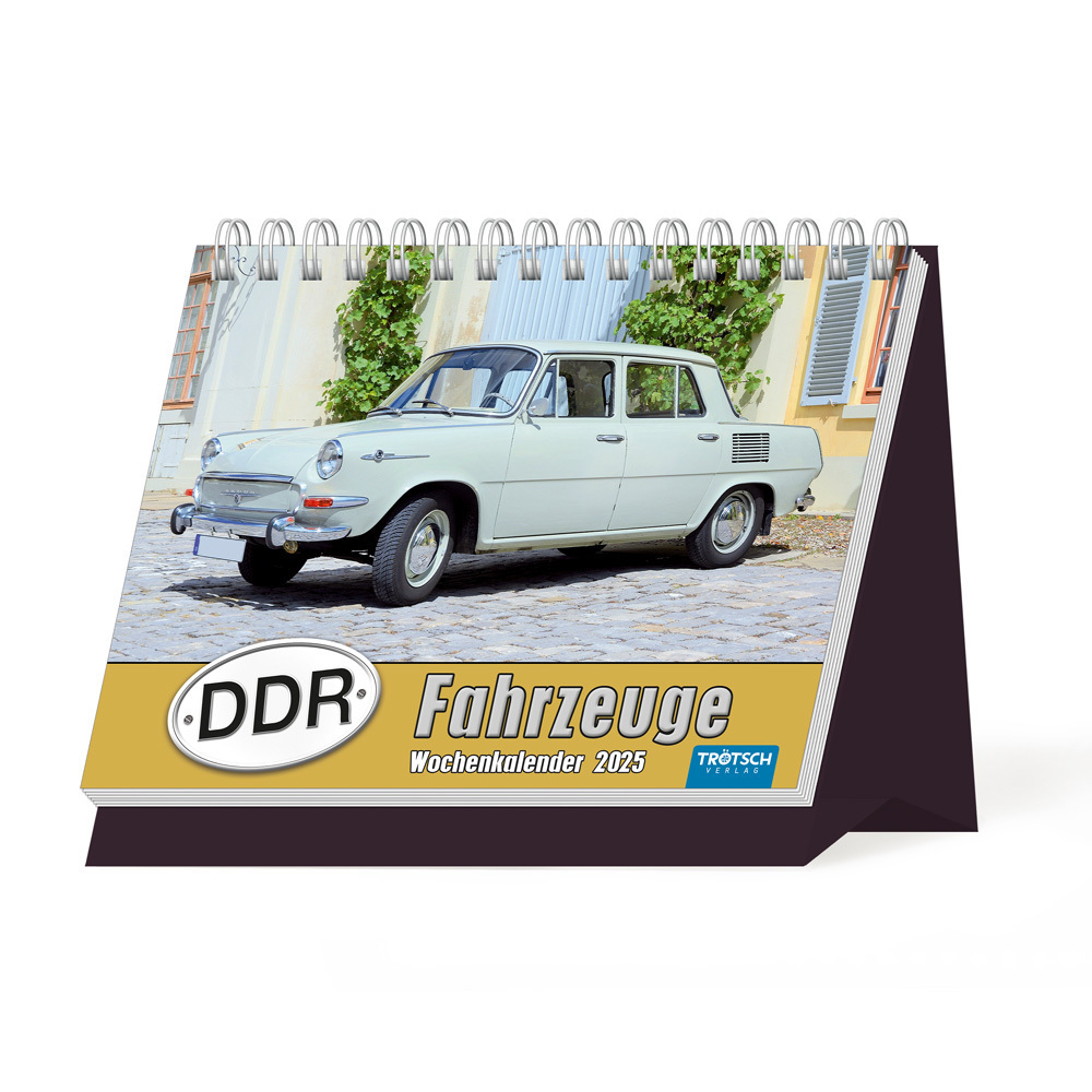 Cover: 9783988021830 | Trötsch Aufstellwochenkalender DDR Fahrzeuge 2025 | Co.KG | Kalender