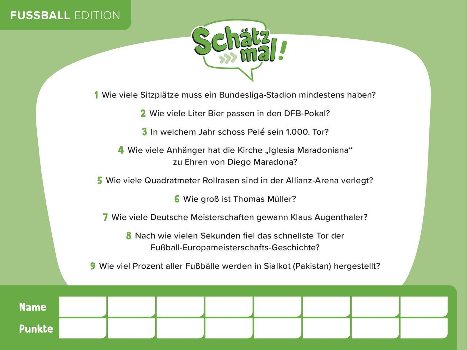 Bild: 9783989760110 | Schätz mal! Fußball Edition | Taschenbuch | 96 S. | Deutsch | 2024