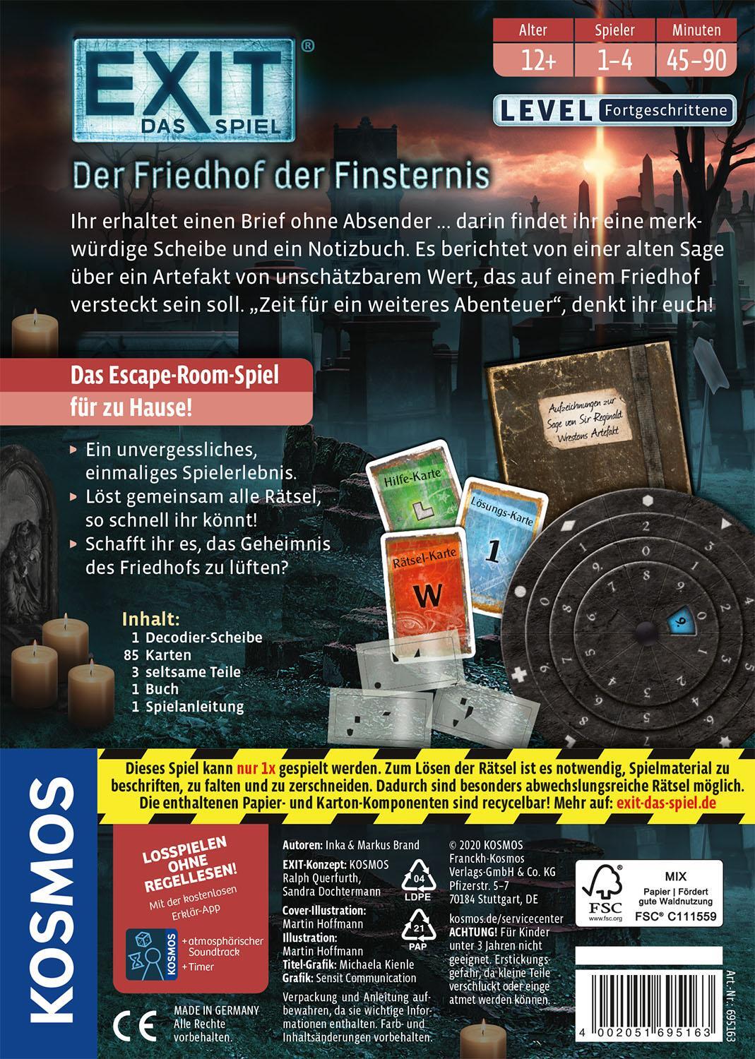 Rückseite: 4002051695163 | EXIT® - Das Spiel: Der Friedhof der Finsternis | Spiel | Brettspiel