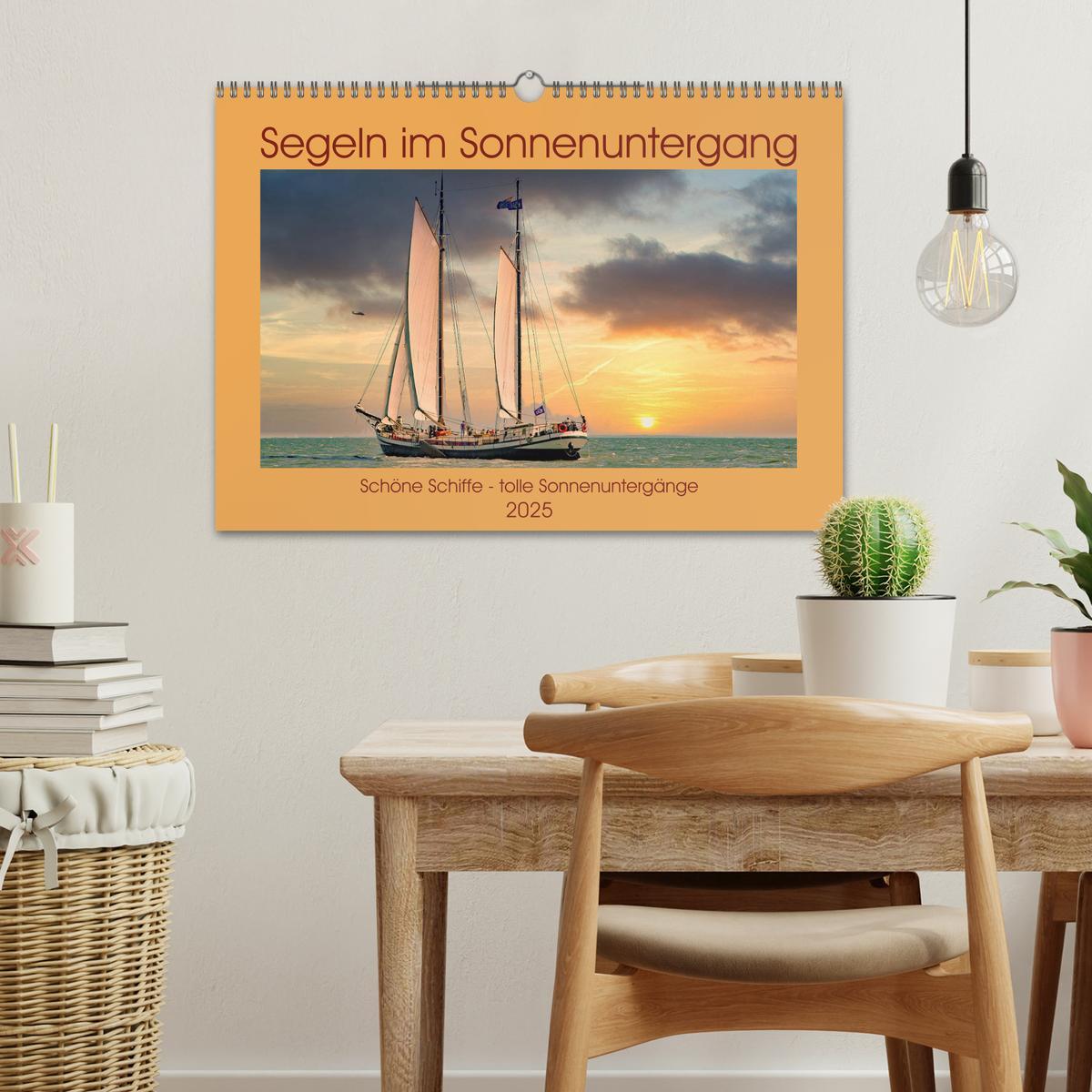 Bild: 9783435154494 | Segeln im Sonnenuntergang (Wandkalender 2025 DIN A3 quer), CALVENDO...