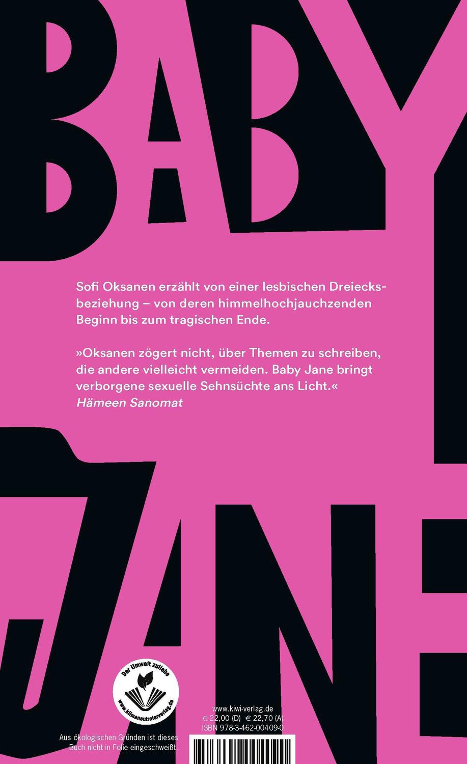 Rückseite: 9783462004090 | Baby Jane | Roman | Sofi Oksanen | Buch | 221 S. | Deutsch | 2023