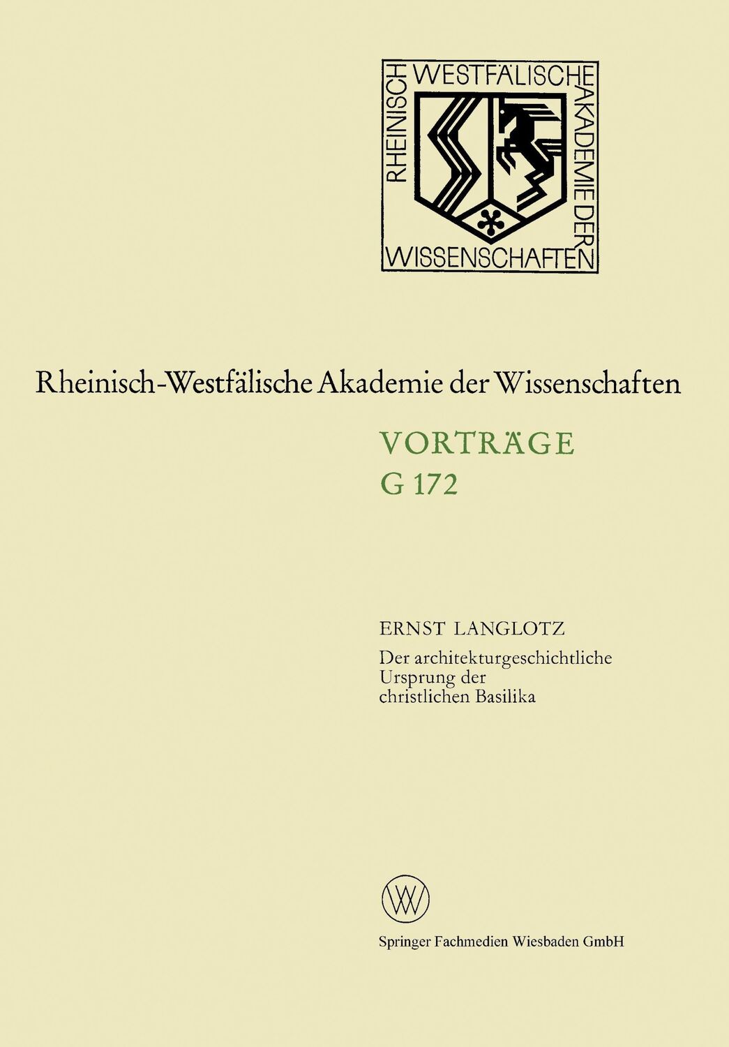 Cover: 9783663000426 | Der architekturgeschichtliche Ursprung der christlichen Basilika