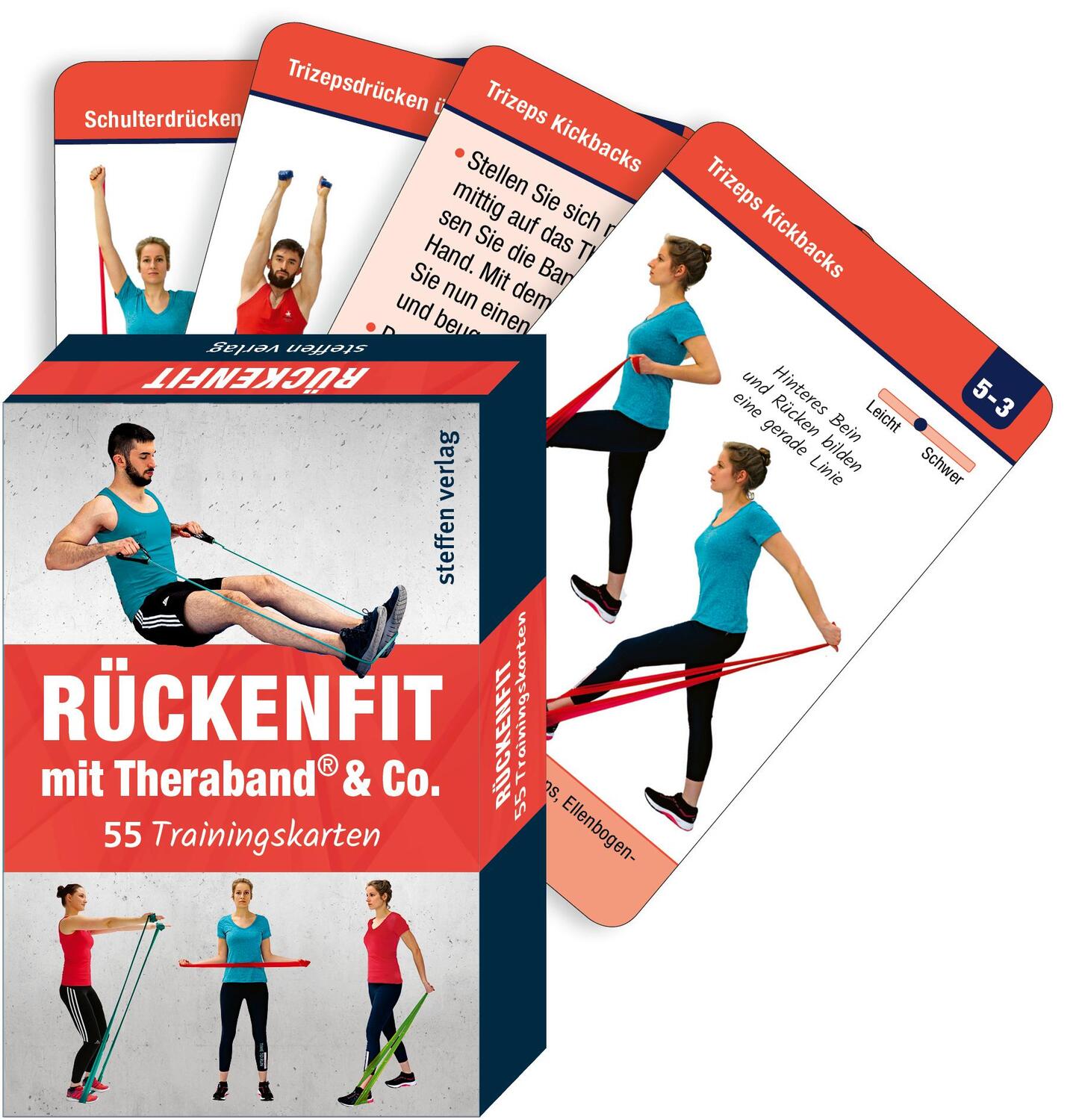 Cover: 9783957990990 | Trainingskarten: Rückenfit mit TheraBand® &amp; Co. | 55 Trainingskarten