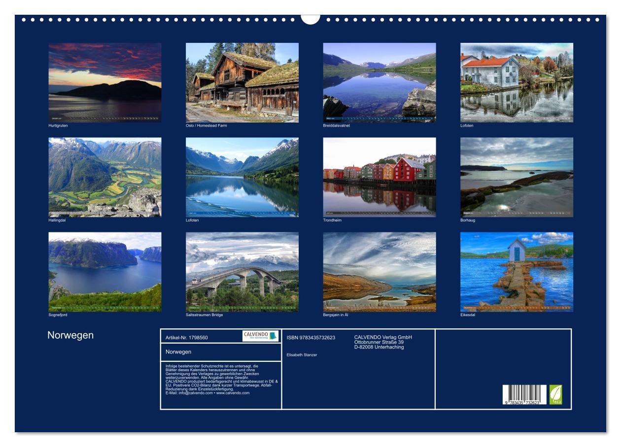 Bild: 9783435732623 | Norwegen (Wandkalender 2025 DIN A2 quer), CALVENDO Monatskalender