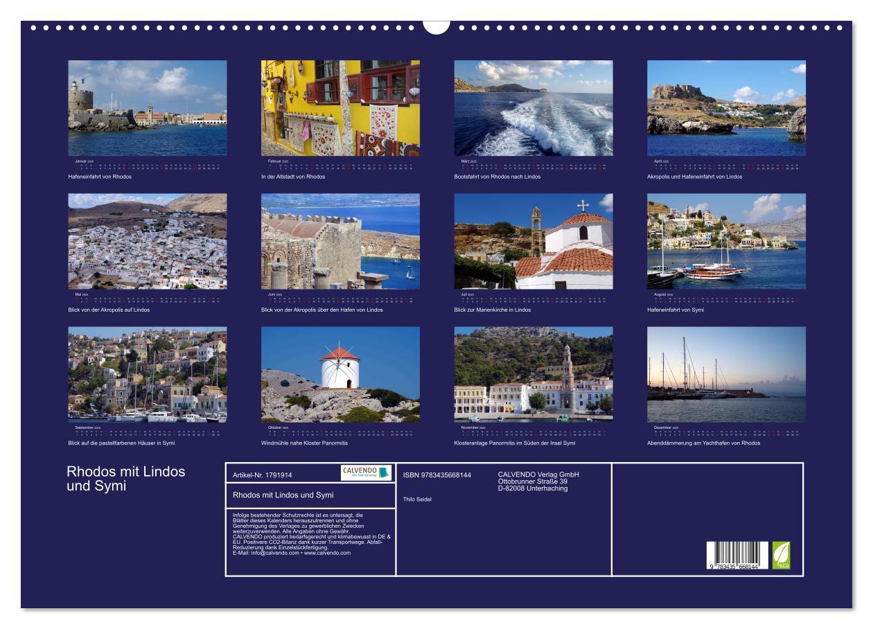 Bild: 9783435668144 | Rhodos mit Lindos und Symi (Wandkalender 2025 DIN A2 quer),...