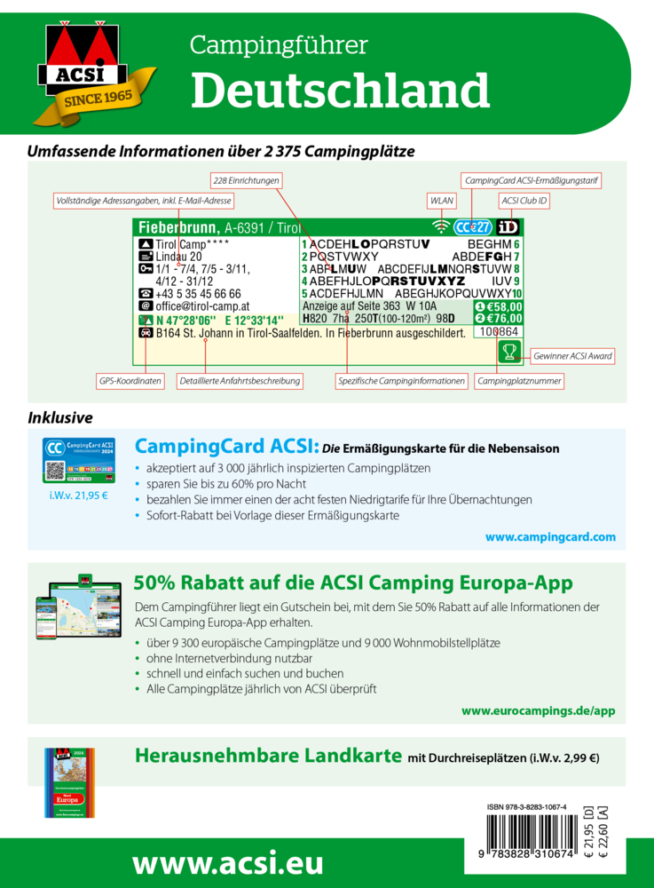 Bild: 9783828310674 | ACSI Campingführer Deutschland 2024 | Acsi (u. a.) | Taschenbuch