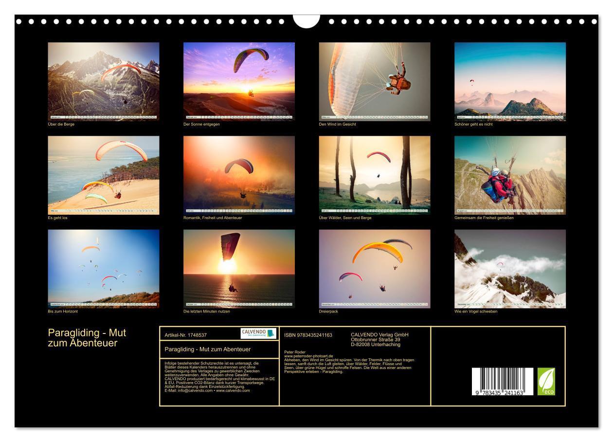 Bild: 9783435241163 | Paragliding - Mut zum Abenteuer (Wandkalender 2025 DIN A3 quer),...