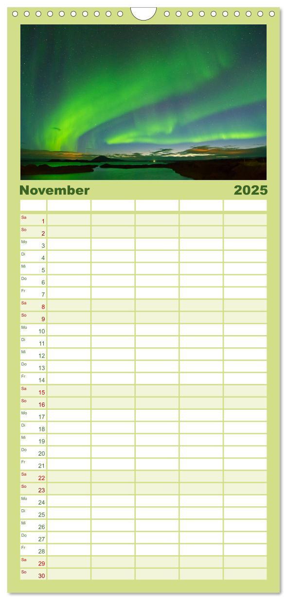 Bild: 9783457109380 | Familienplaner 2025 - Island mit 5 Spalten (Wandkalender, 21 x 45...