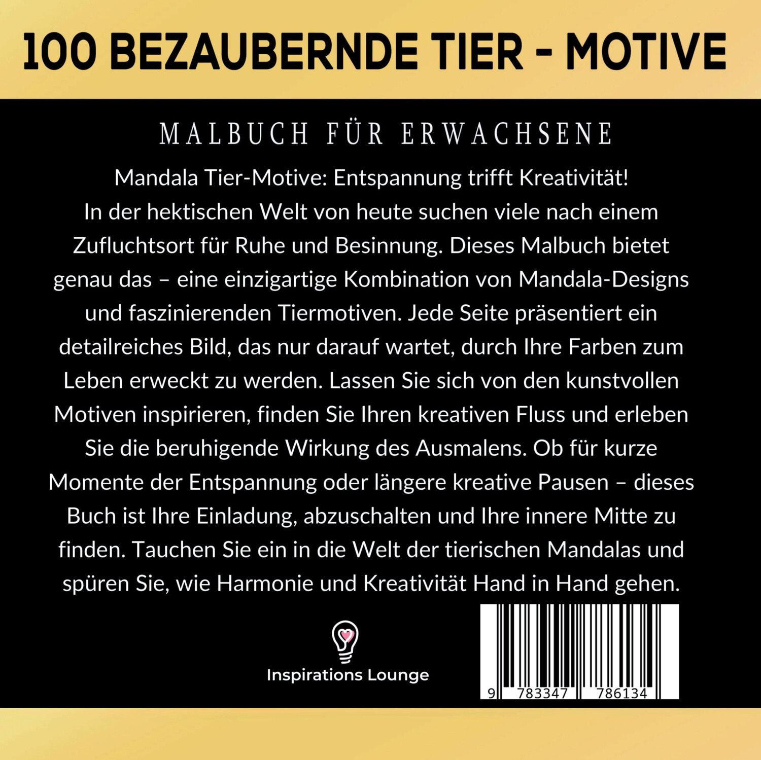 Rückseite: 9783347786134 | Malbuch für Erwachsene 100 bezaubernde Tier-Motive - Ausmalen...