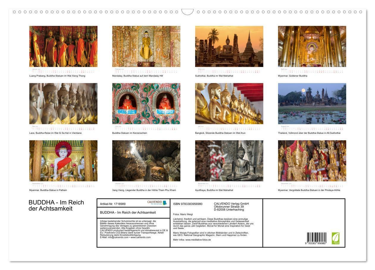 Bild: 9783383956980 | BUDDHA - Im Reich der Achtsamkeit (Wandkalender 2025 DIN A2 quer),...