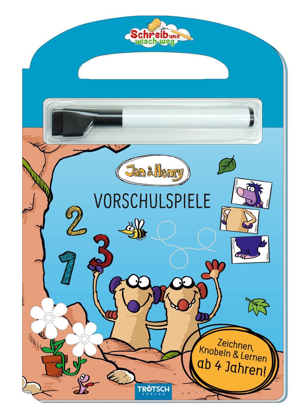 Cover: 9783965526242 | Trötsch Jan und Henry Schreib und wisch weg Pappenbuch Vorschulspiele