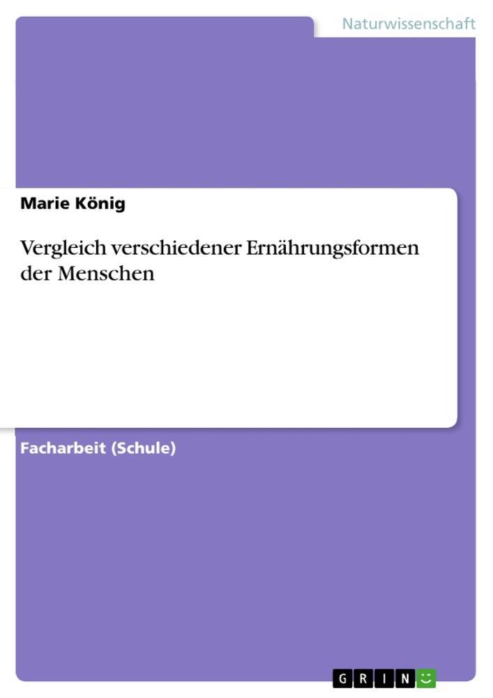 Cover: 9783668004351 | Vergleich verschiedener Ernährungsformen der Menschen | Marie König