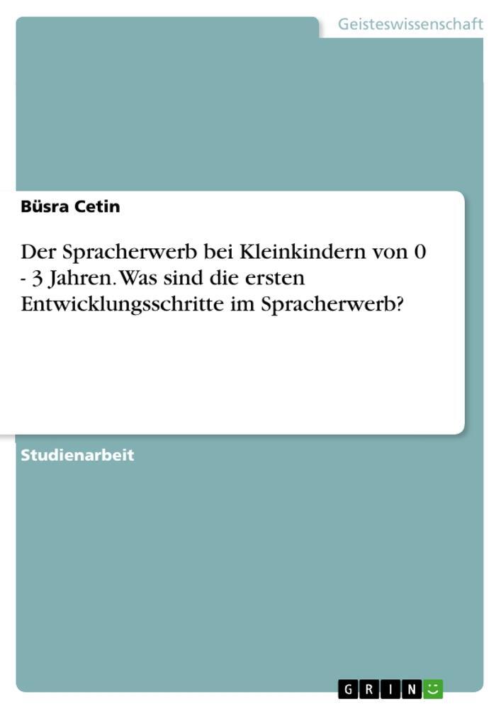 Cover: 9783346118646 | Der Spracherwerb bei Kleinkindern von 0 - 3 Jahren. Was sind die...