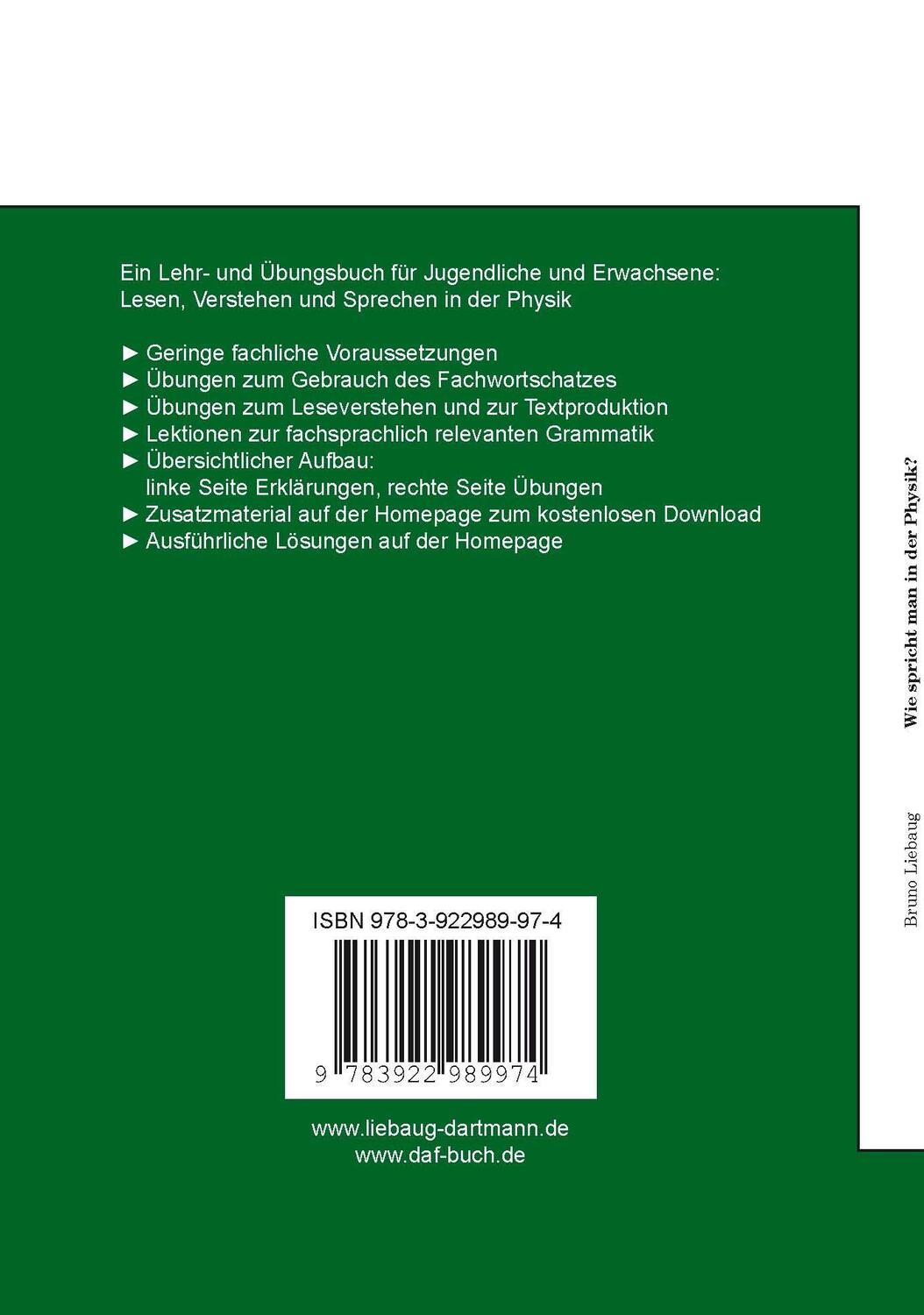 Rückseite: 9783922989974 | Wie spricht man in der Physik? | Bruno Liebaug | Taschenbuch | Deutsch