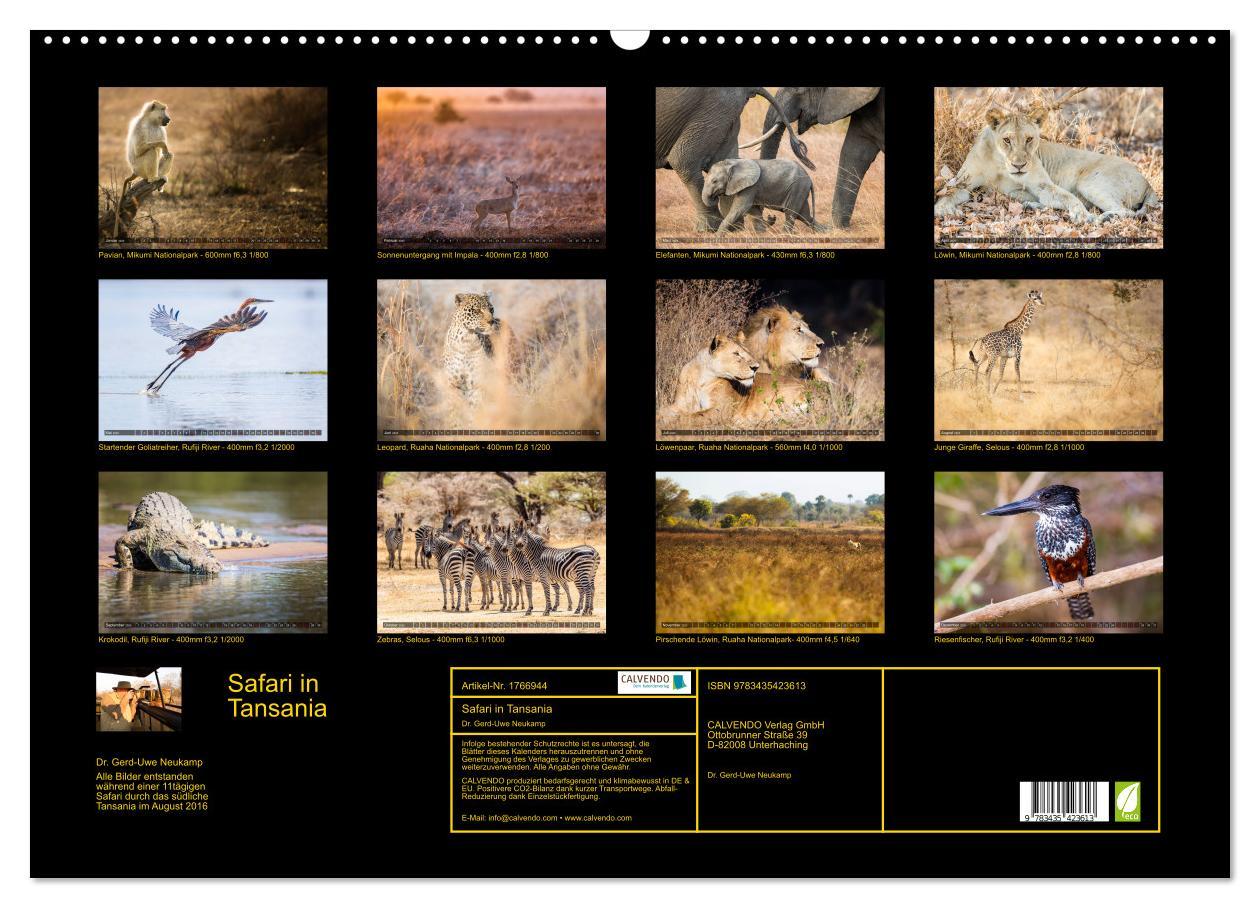 Bild: 9783435423613 | Safari in Tansania (Wandkalender 2025 DIN A2 quer), CALVENDO...