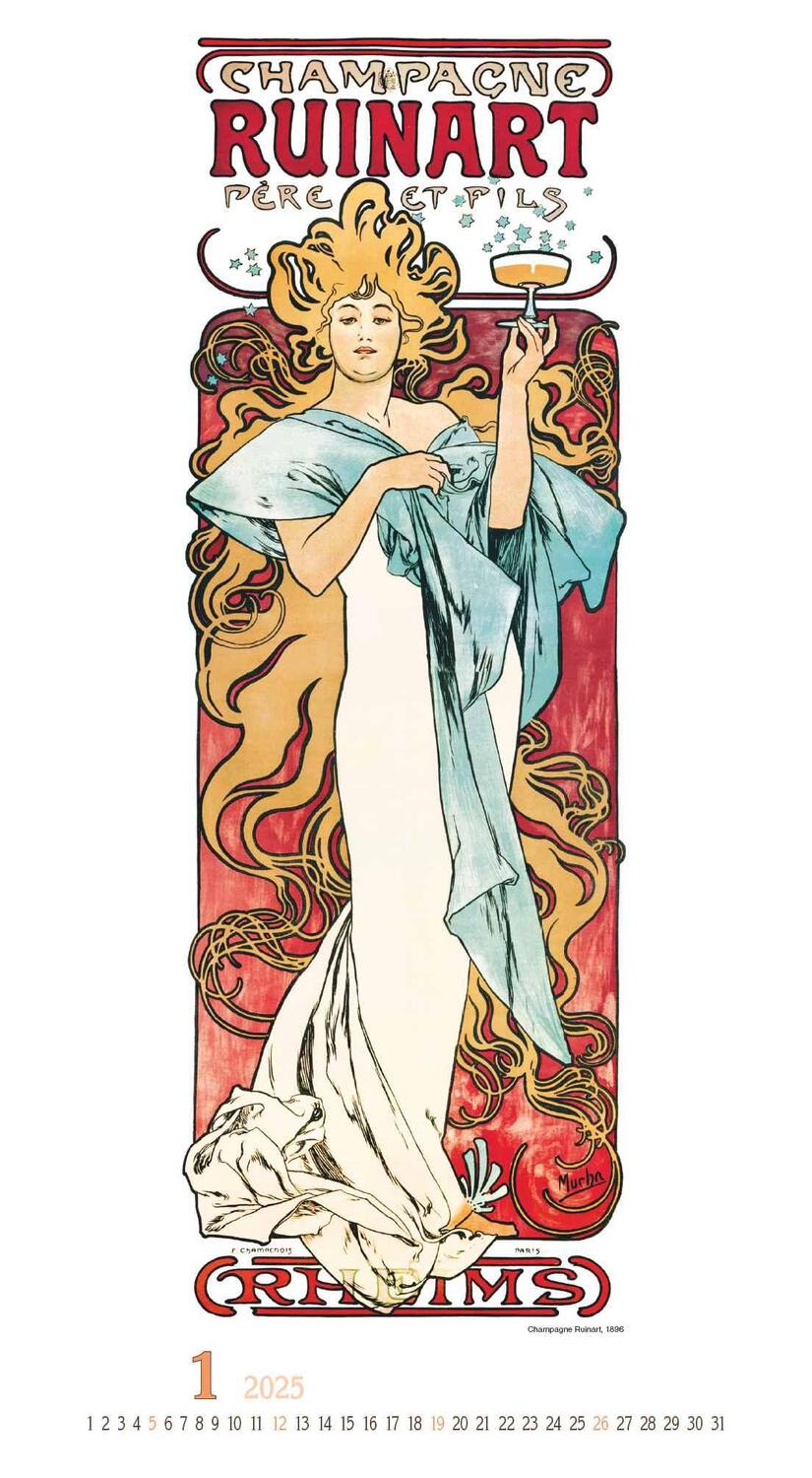 Bild: 4251732344009 | Alfons Mucha 2025 - Bild-Kalender 33x60 cm - Kunstkalender - mit...