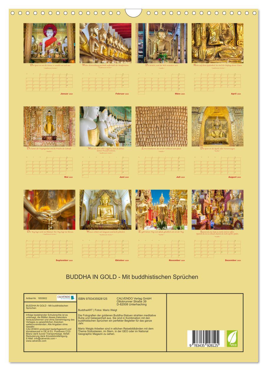 Bild: 9783435928125 | BUDDHA IN GOLD - Mit buddhistischen Sprüchen (Wandkalender 2025 DIN...