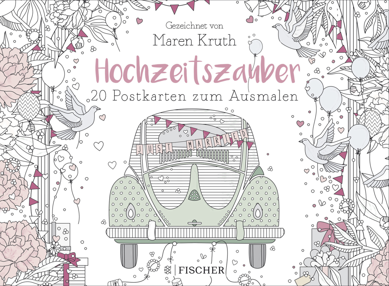 Cover: 9783596701919 | Hochzeitszauber - Postkartenbuch | 20 Postkarten zum Ausmalen | Kruth