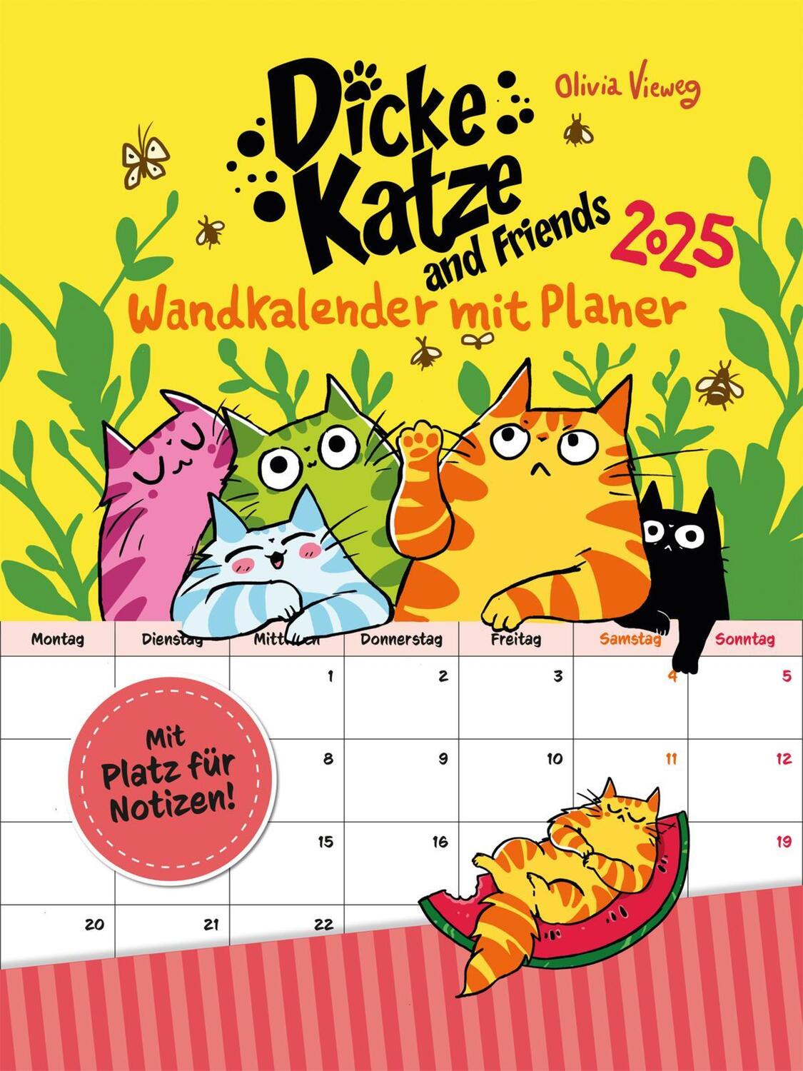 Bild: 9783830321354 | Dicke Katze and Friends - Wandkalender mit Planer 2025 | Olivia Vieweg