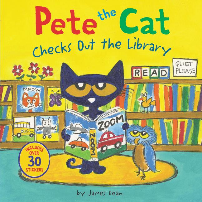 Cover: 9780062675323 | Pete the Cat Checks Out the Library | Includes Over 30 Stickers!