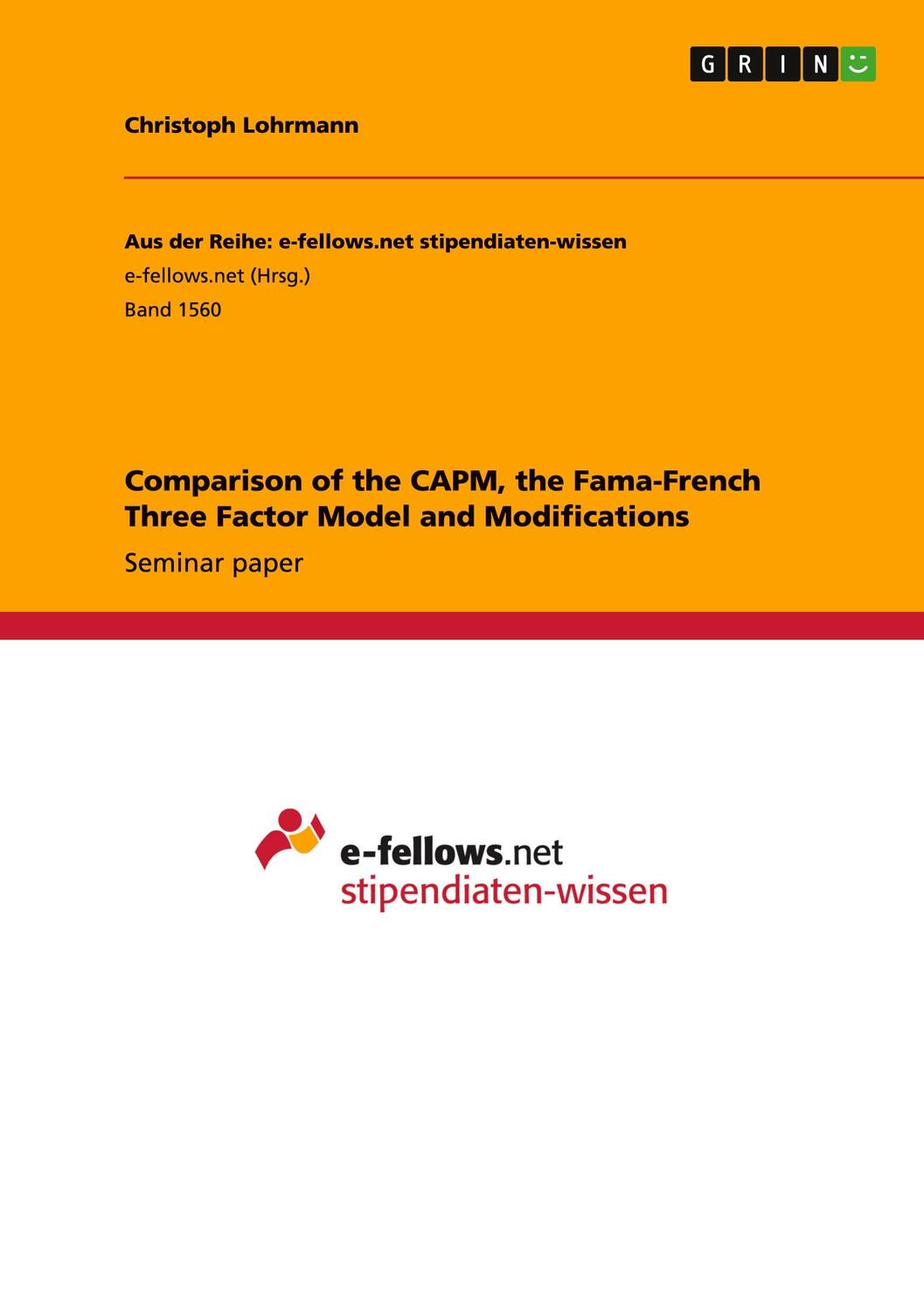 Cover: 9783668032248 | Comparison of the CAPM, the Fama-French Three Factor Model and...