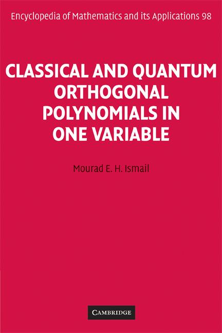 Cover: 9780521143479 | Classical and Quantum Orthogonal Polynomials in One Variable | Ismail