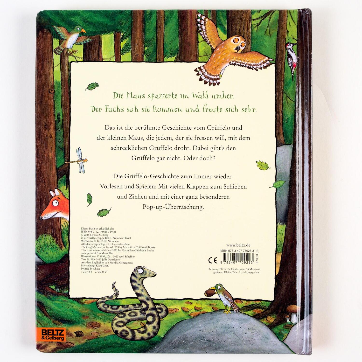 Rückseite: 9783407759283 | Der Grüffelo. Das Spiel- und Vorlesesebuch | Axel Scheffler (u. a.)