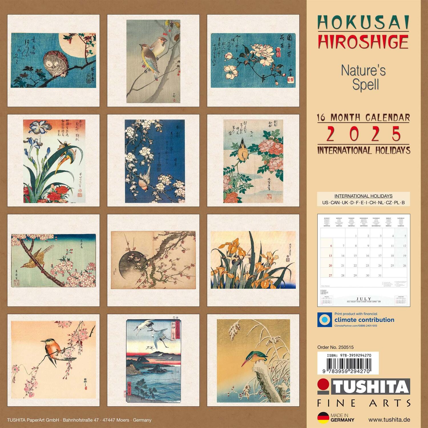 Rückseite: 9783959294270 | Hokusai/Hiroshige - Nature's Spell 2025 | Kalender 2025 | Kalender