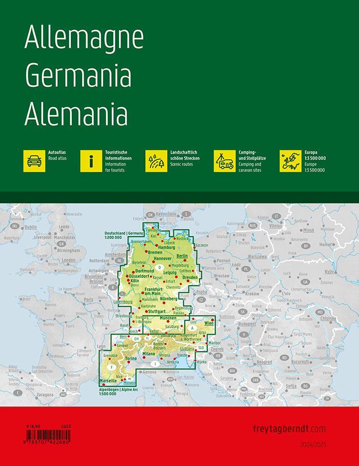 Rückseite: 9783707922080 | Deutschland, Autoatlas 1:200.000, 2024/2025, freytag &amp; berndt | berndt