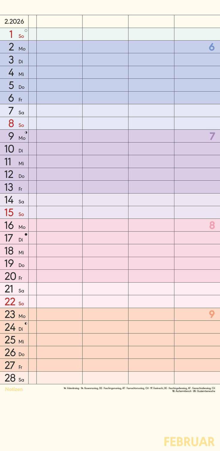 Bild: 4251732341336 | Familienplaner Farbenfroh mit 4 Spalten für 18 Monate 2025 -...