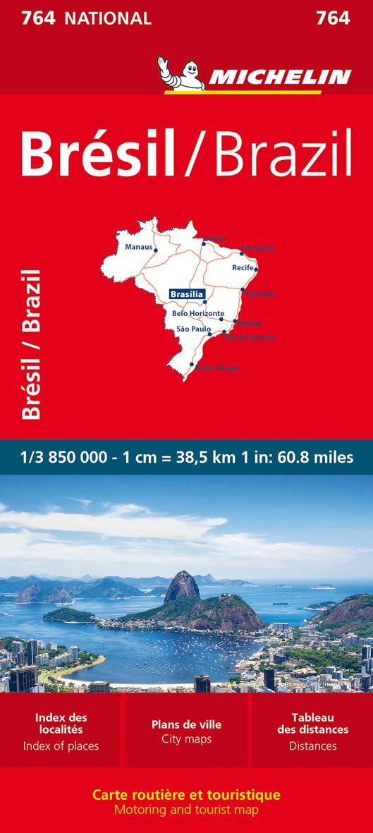 Cover: 9782067259836 | Michelin Brasilien | Straßen- und Tourismuskarte 1:3.850.000 | Deutsch