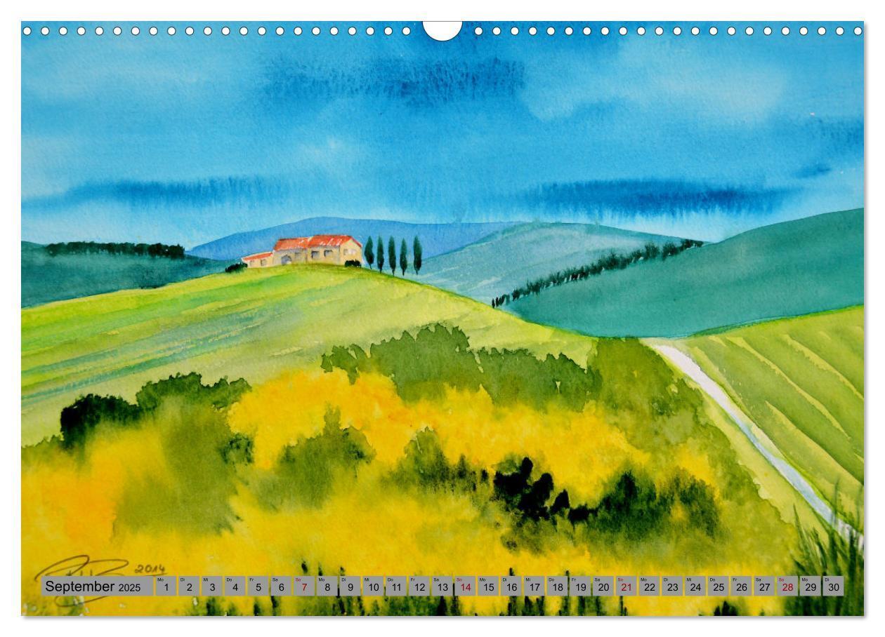 Bild: 9783383819025 | Toskana Aquarelle (Wandkalender 2025 DIN A3 quer), CALVENDO...