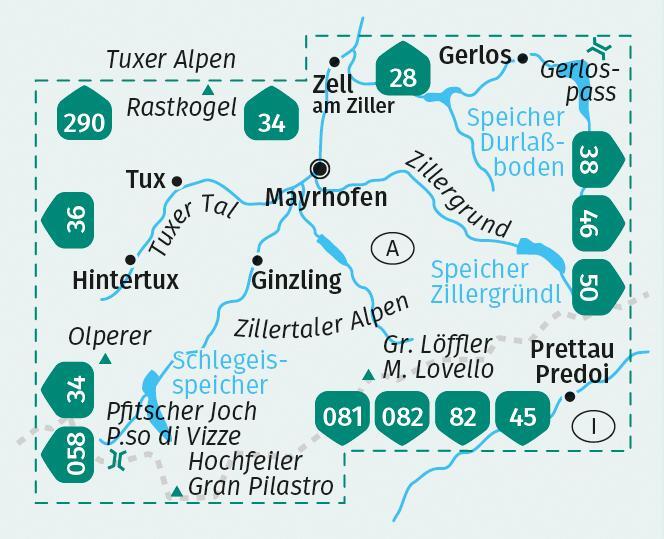 Bild: 9783991217664 | KOMPASS Wanderkarte 037 Mayrhofen, Tuxer Tal, Zillergrund 1:25.000