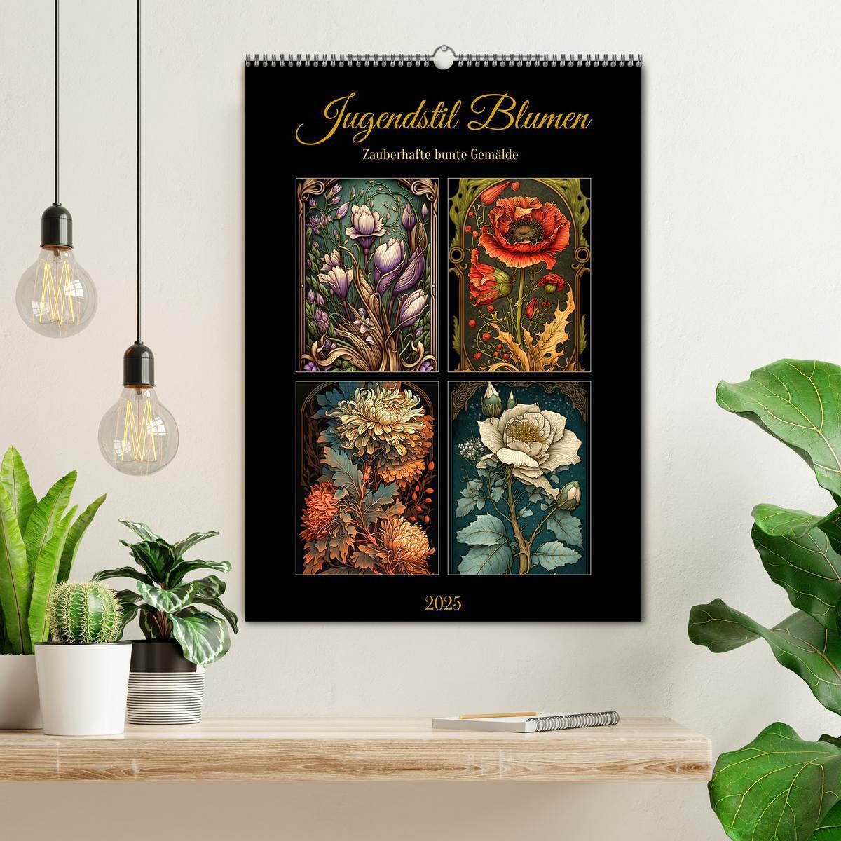 Bild: 9783435873869 | Jugendstil Blumen (Wandkalender 2025 DIN A2 hoch), CALVENDO...