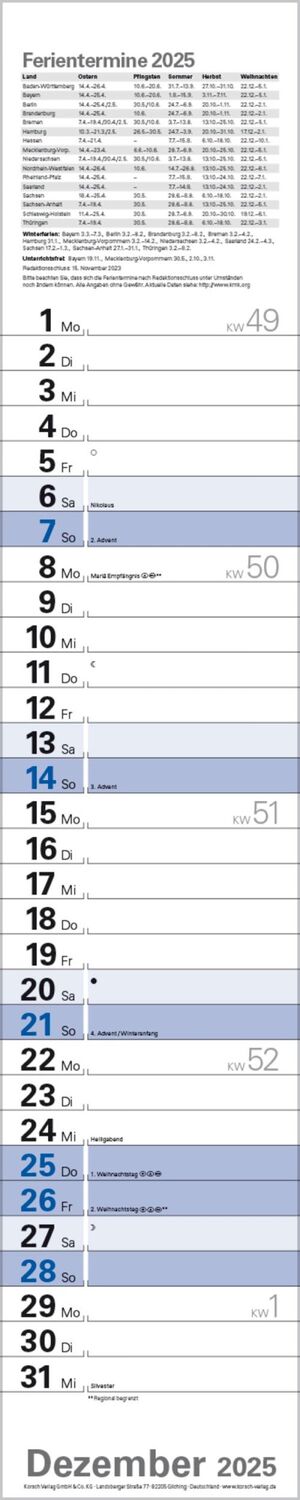 Bild: 9783731880608 | Planer Blau 2025 | Verlag Korsch | Kalender | Spiralbindung | 13 S.