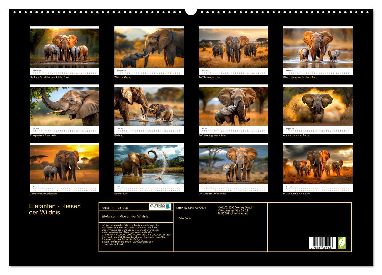 Bild: 9783457240496 | Elefanten - Riesen der Wildnis (Wandkalender 2025 DIN A2 quer),...