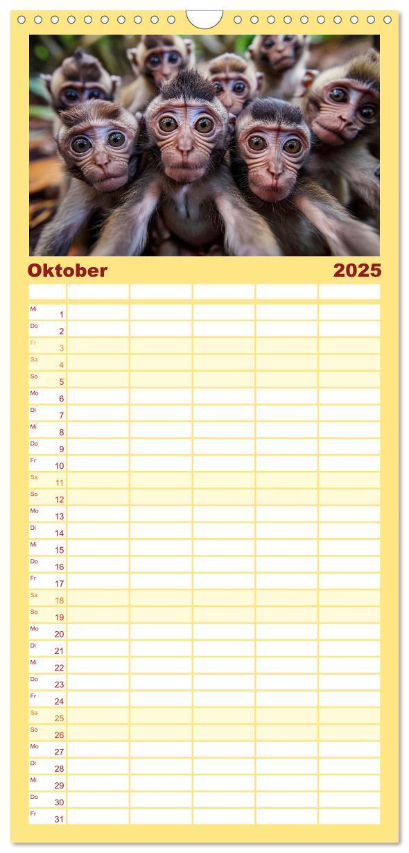 Bild: 9783457191736 | Familienplaner 2025 - Tier Selfies mit 5 Spalten (Wandkalender, 21...