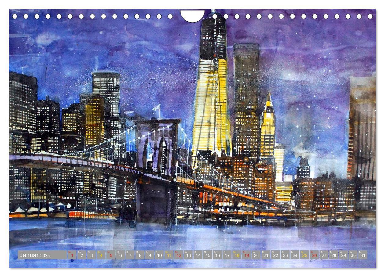 Bild: 9783435660636 | New York Watercolor Citylights (Wandkalender 2025 DIN A4 quer),...