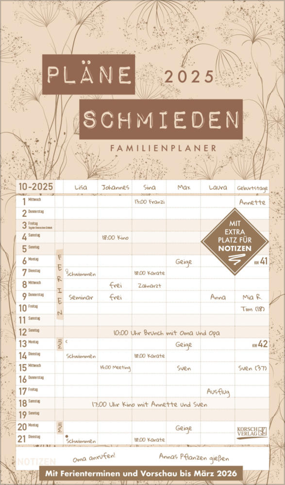 Cover: 9783731880417 | Premium Familienplaner Pläne schmieden 2025 | Korsch Verlag | Kalender