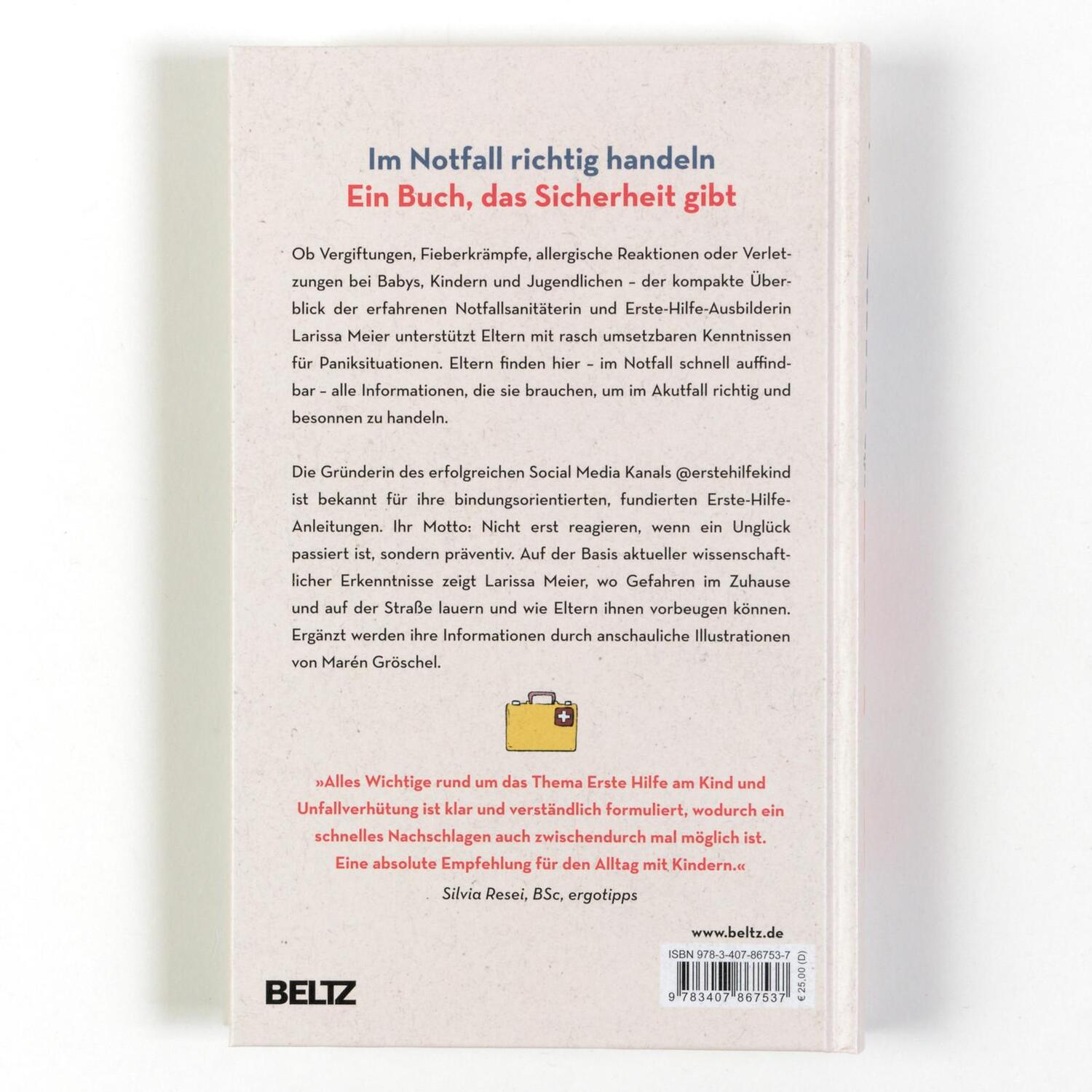 Rückseite: 9783407867537 | Erste Hilfe für dein Kind | Larissa Meier | Buch | 300 S. | Deutsch