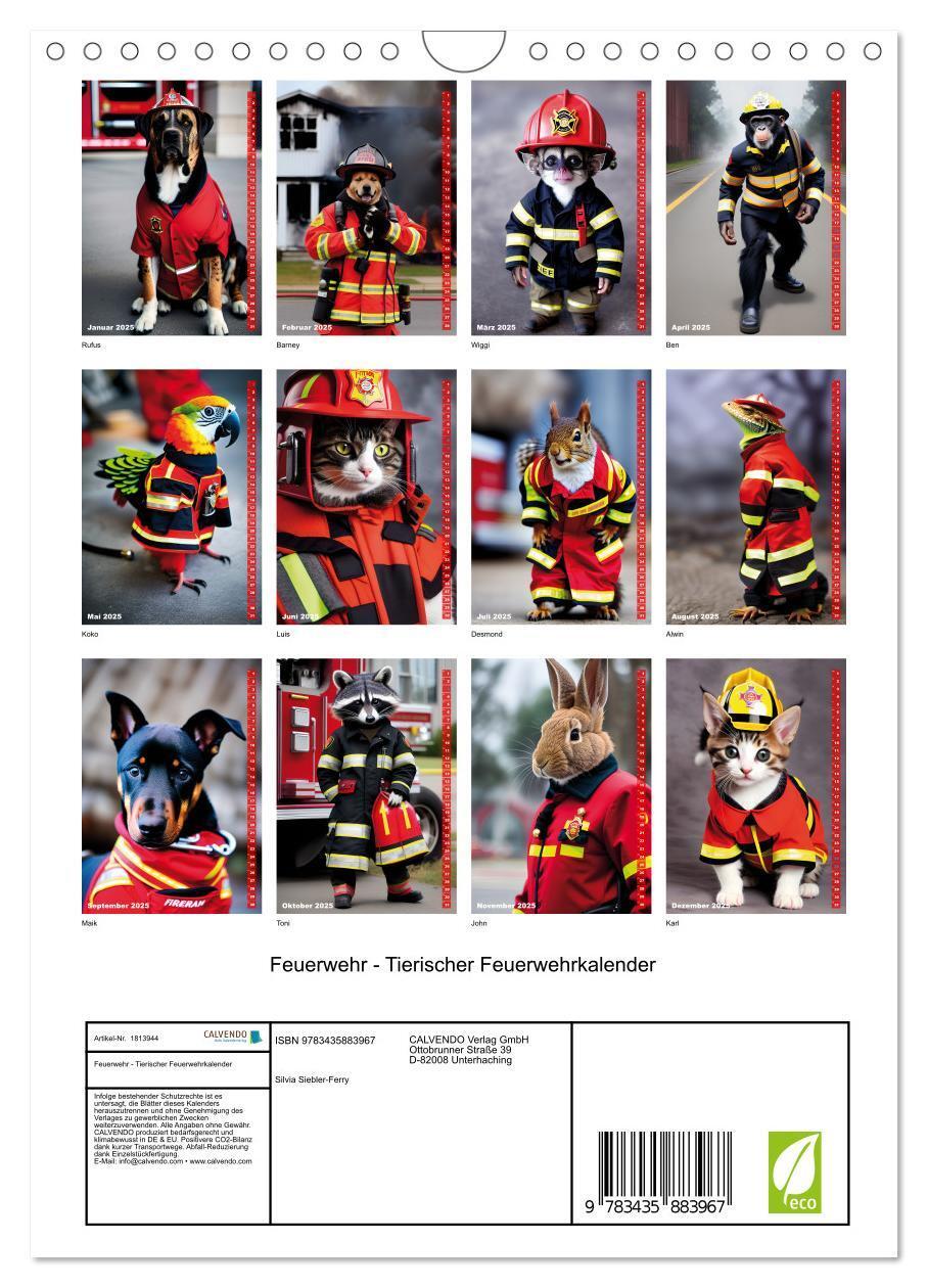 Bild: 9783435883967 | Feuerwehr - Tierischer Feuerwehrkalender (Wandkalender 2025 DIN A4...