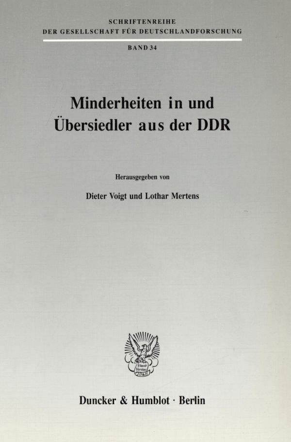 Cover: 9783428074334 | Minderheiten in und Übersiedler aus der DDR. | Dieter Voigt (u. a.)