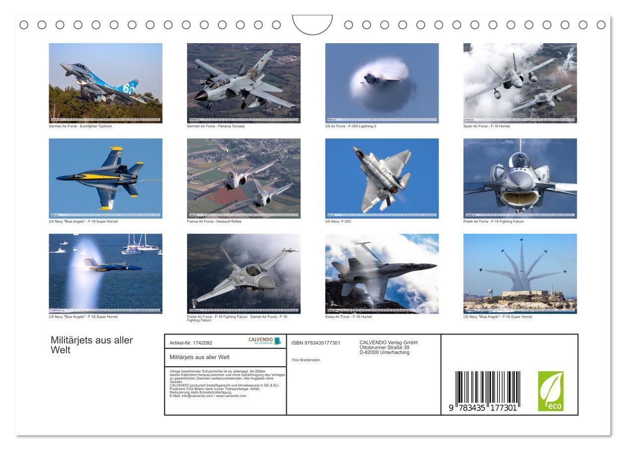 Bild: 9783435177301 | Militärjets aus aller Welt (Wandkalender 2025 DIN A4 quer),...