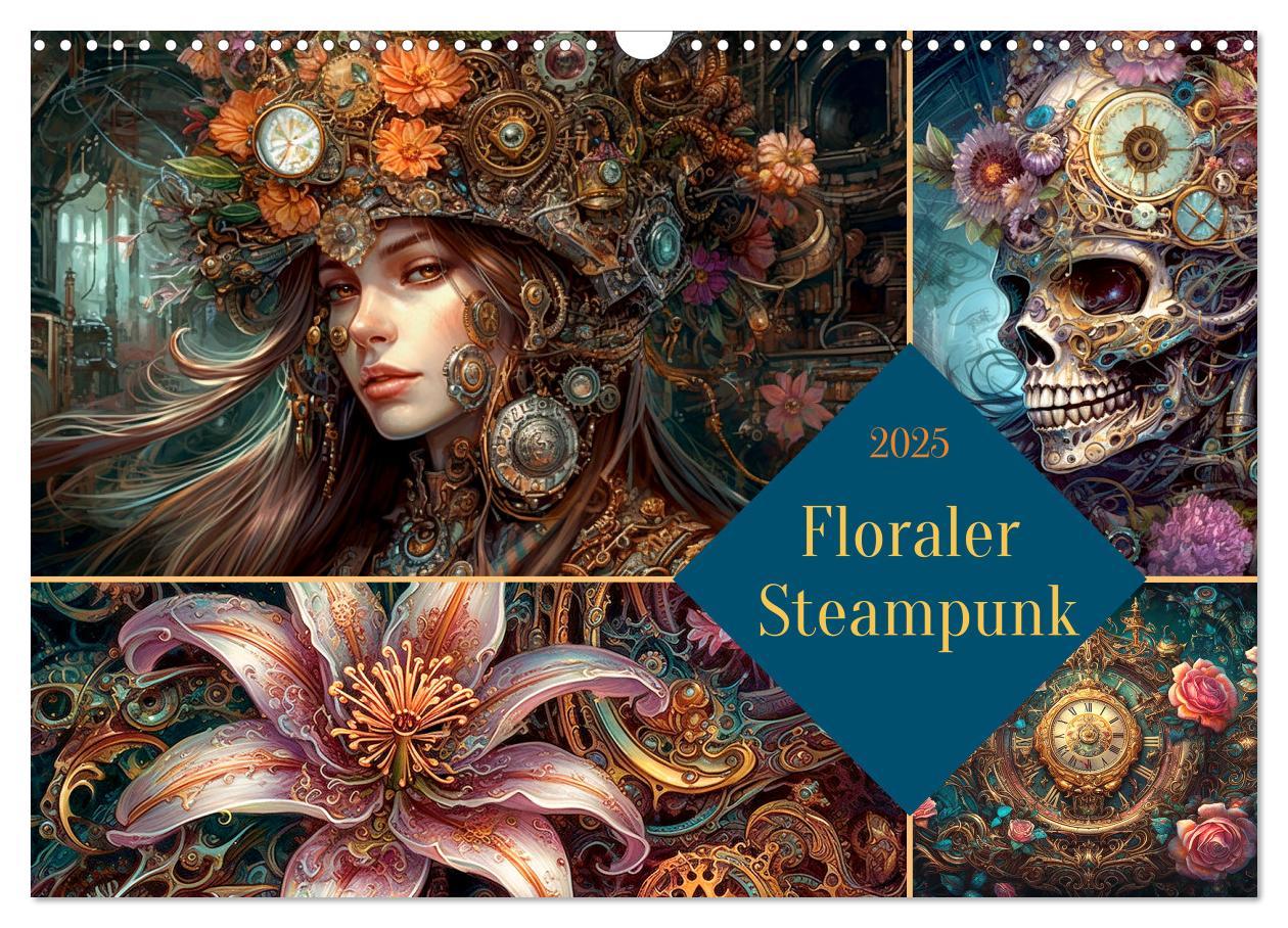 Cover: 9783383871528 | Floraler Steampunk (Wandkalender 2025 DIN A3 quer), CALVENDO...