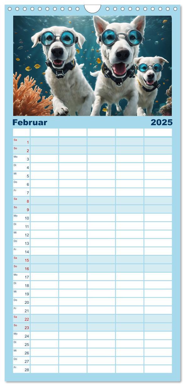 Bild: 9783457090909 | Familienplaner 2025 - Hunde abgetaucht mit 5 Spalten (Wandkalender,...