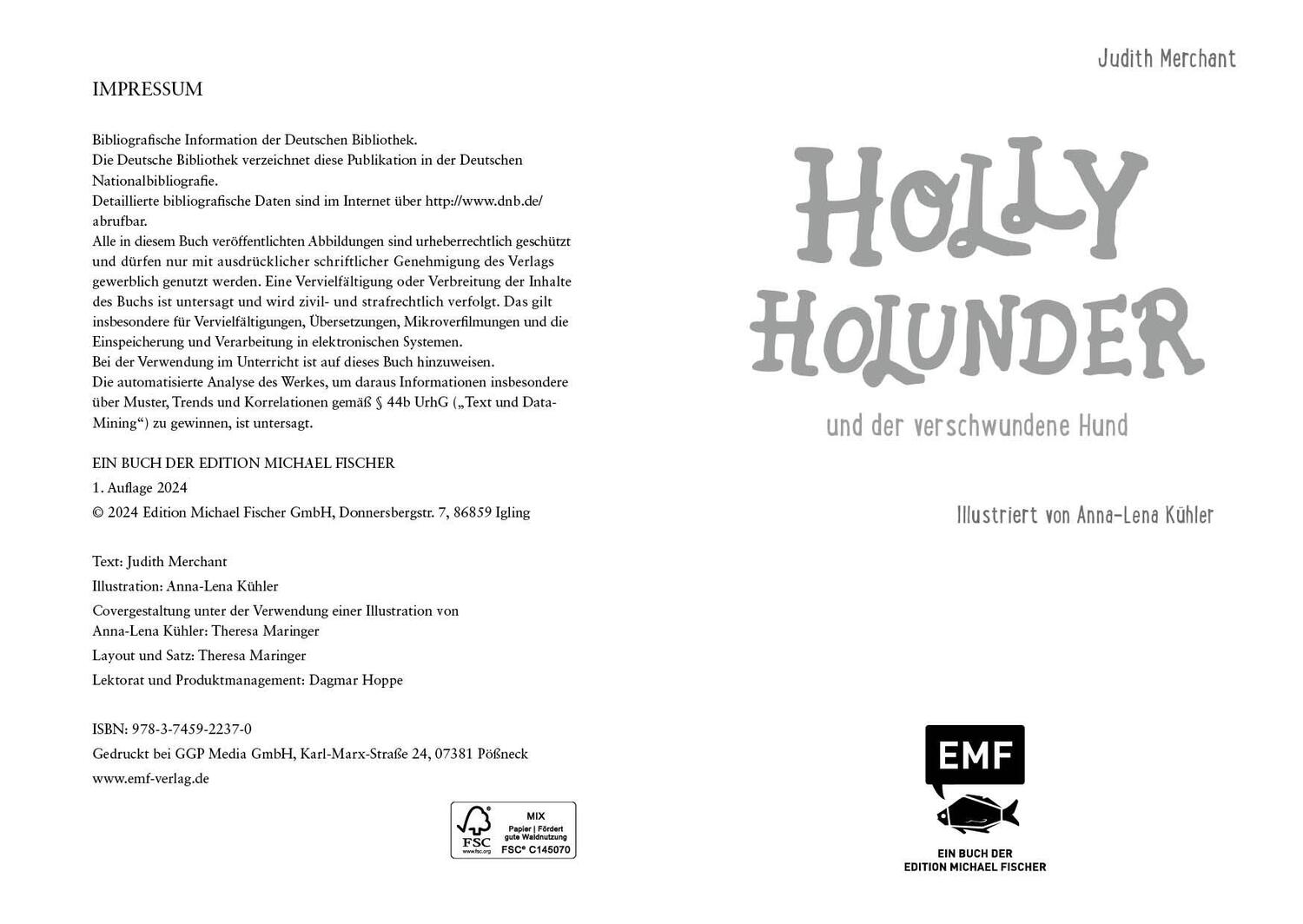 Bild: 9783745922370 | Holly Holunder und der verschwundene Hund (Band 2) | Judith Merchant